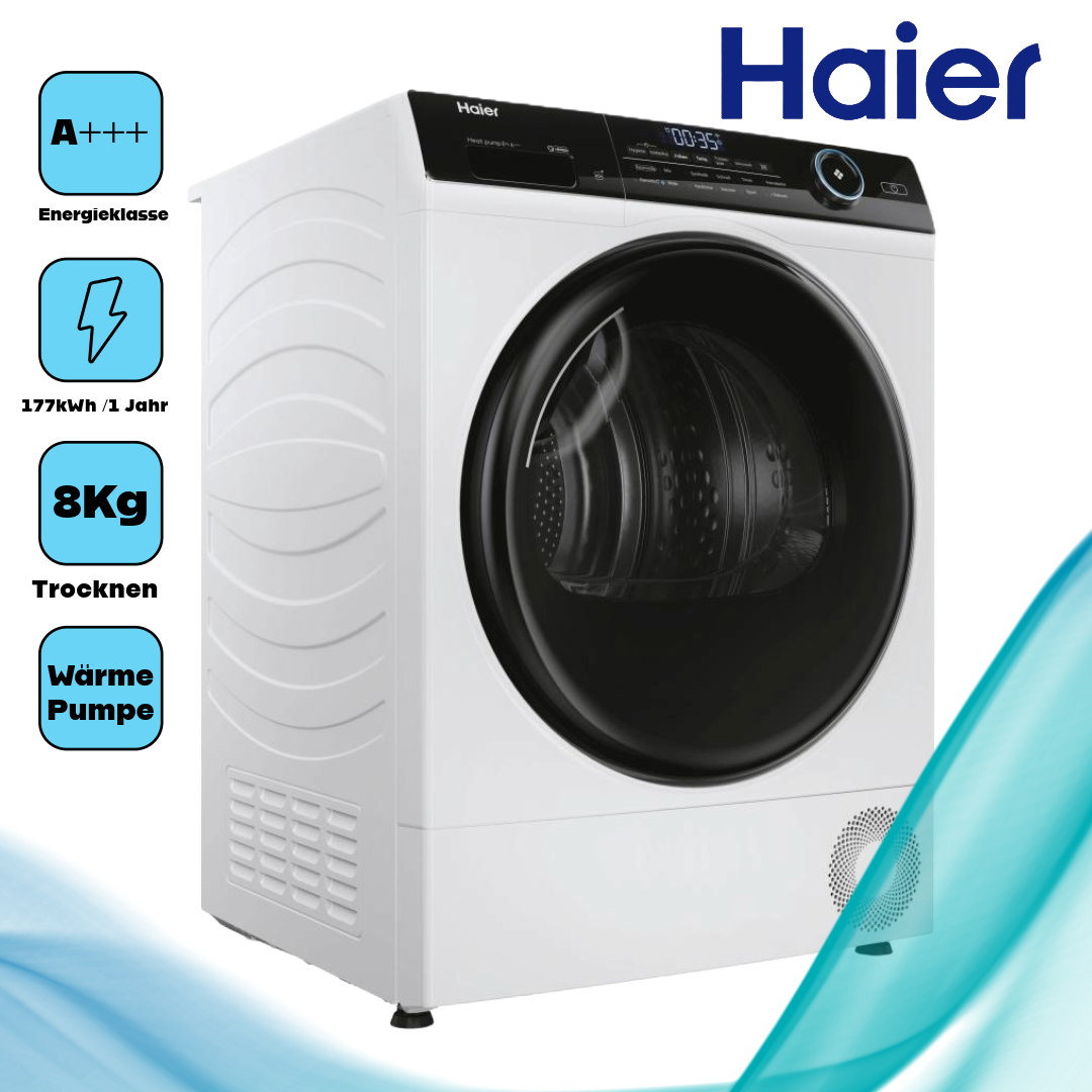 Haier HD81-A3959E-DE Wärmepumpentrockner / 8 kg/A+++ / Smart Home 