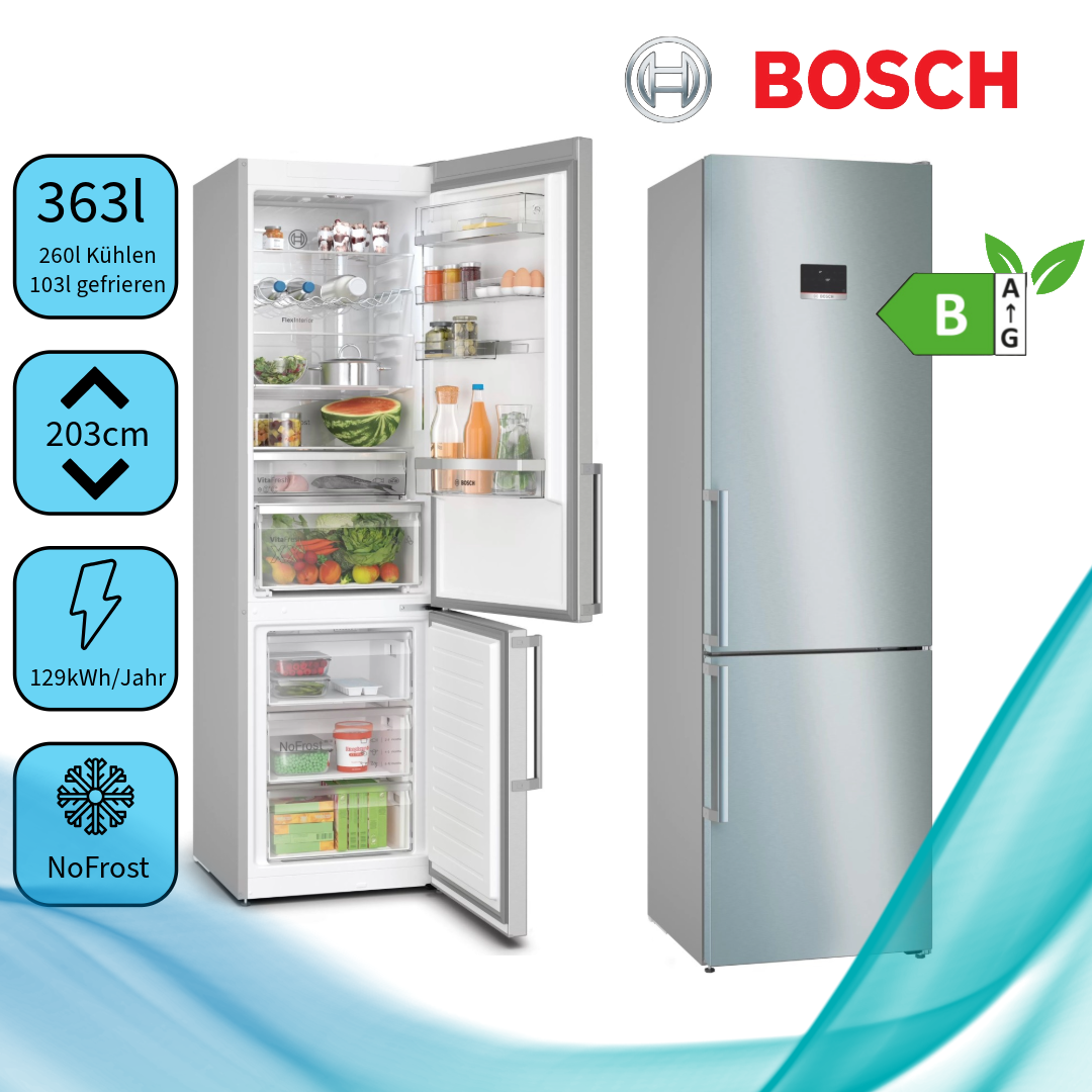 Bosch KGN39AIBT  Kühl-Gefrierkombination  Inhalt Kühlbereich 260 Liter  Höhe 203 cm  0-Grad-Zone  No