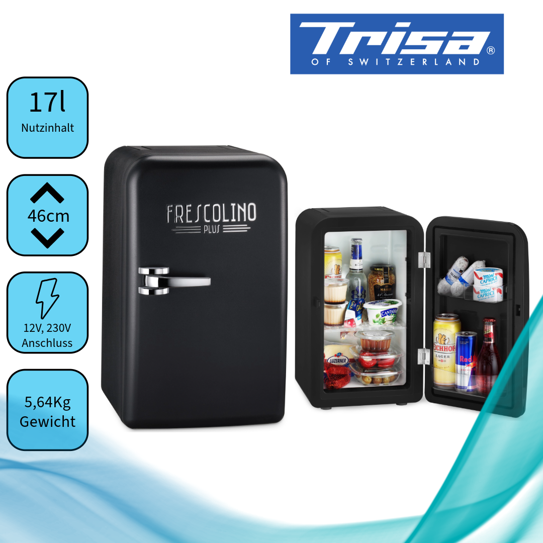 Trisa Frescolino schwarz Plus Combo 7798.421 Kompressorkühlschrank  Inhalt Kühlbereich 17 Liter