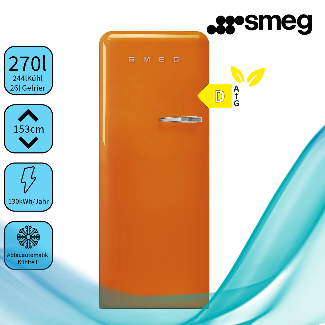 Smeg 50-iger Style Kühlschrank/Gefrierfach L Orange FAB28LOR5