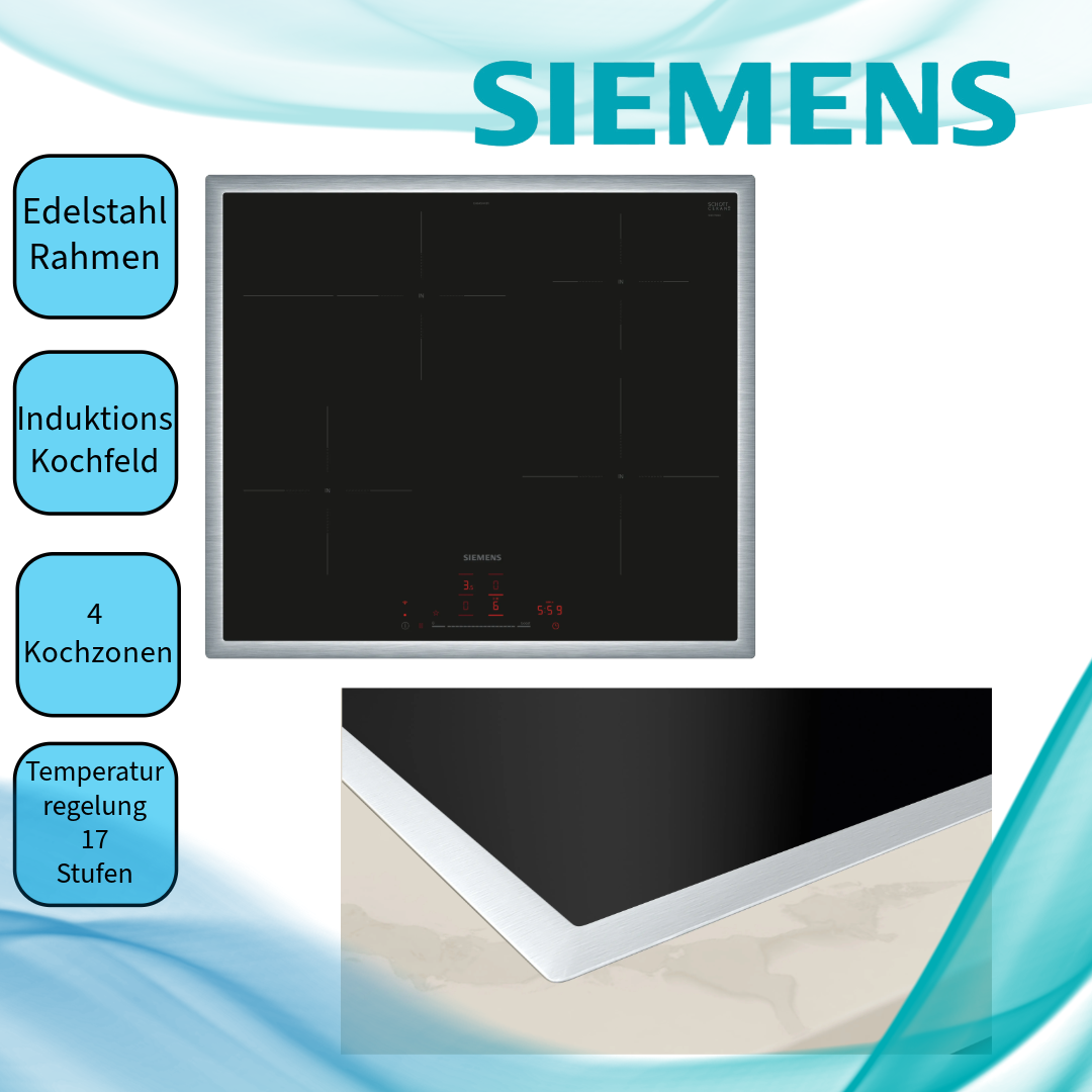  Siemens EH645HFB1E Induktionskochfeld  autark  aufliegender Einbau  WLAN  Standardbreite 60 