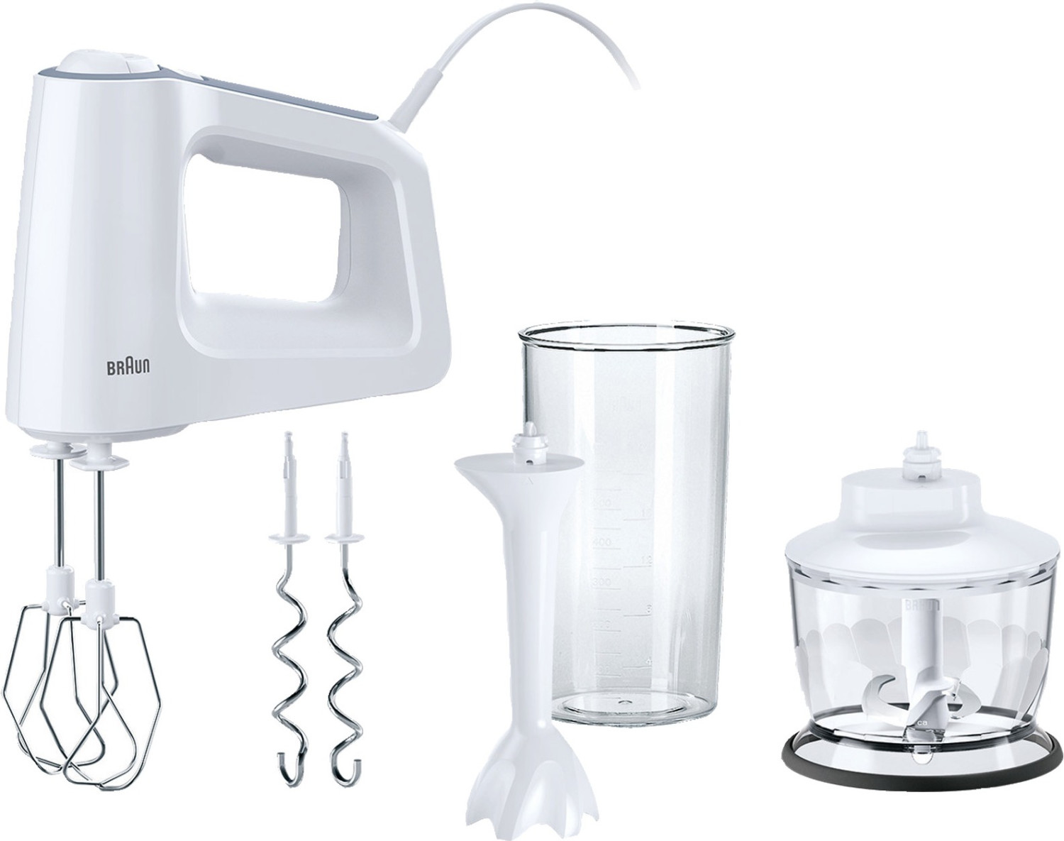 Braun HM3135WH MultiMix 3   Handmixer  500 Watt  Gehäusematerial Soft-Grip 