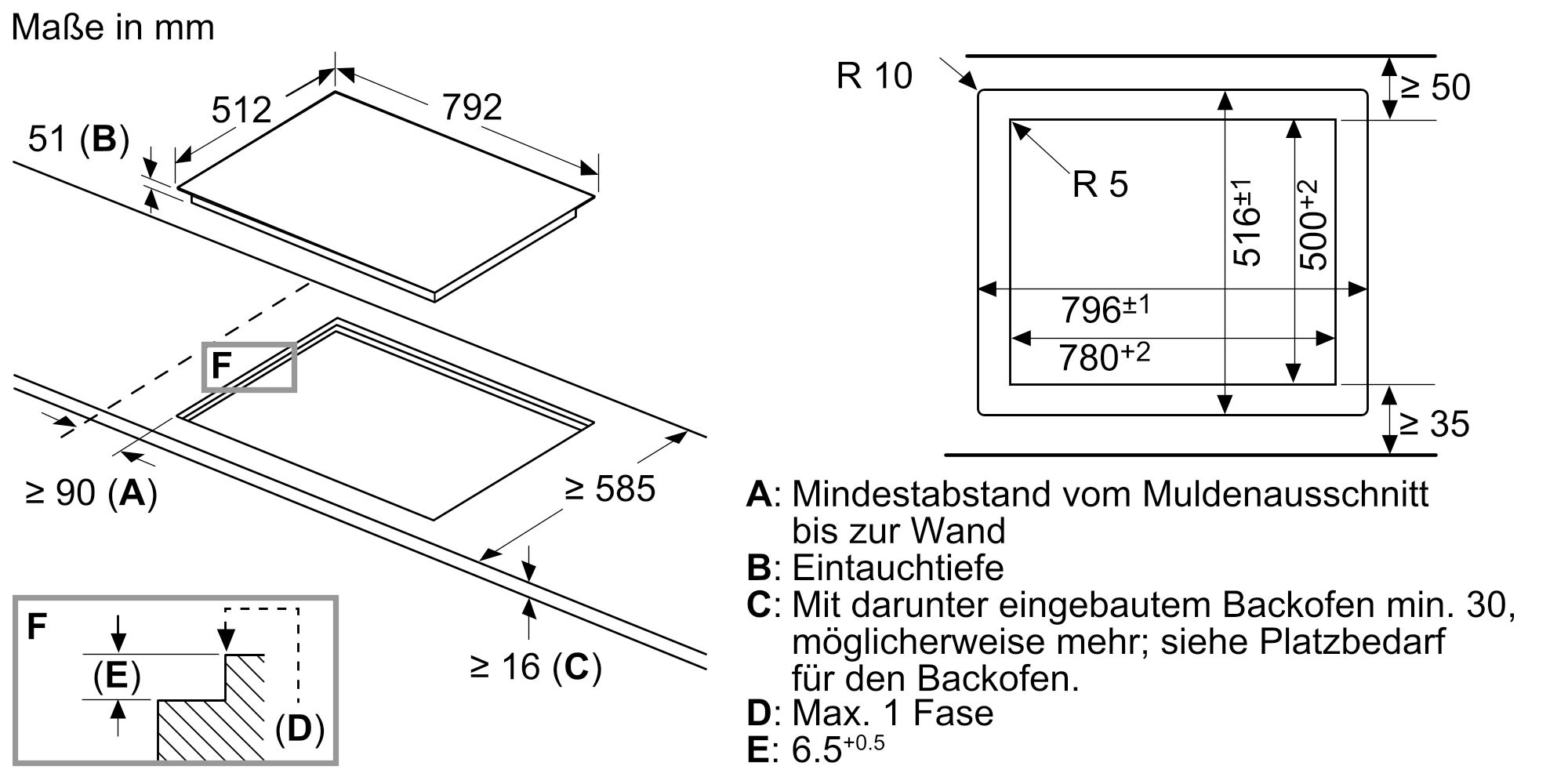 Siemens ET801FCP1D Glaskeramikkochfeld  Teilrahmen mit Facette  autark  flächenbündiger Einbau 