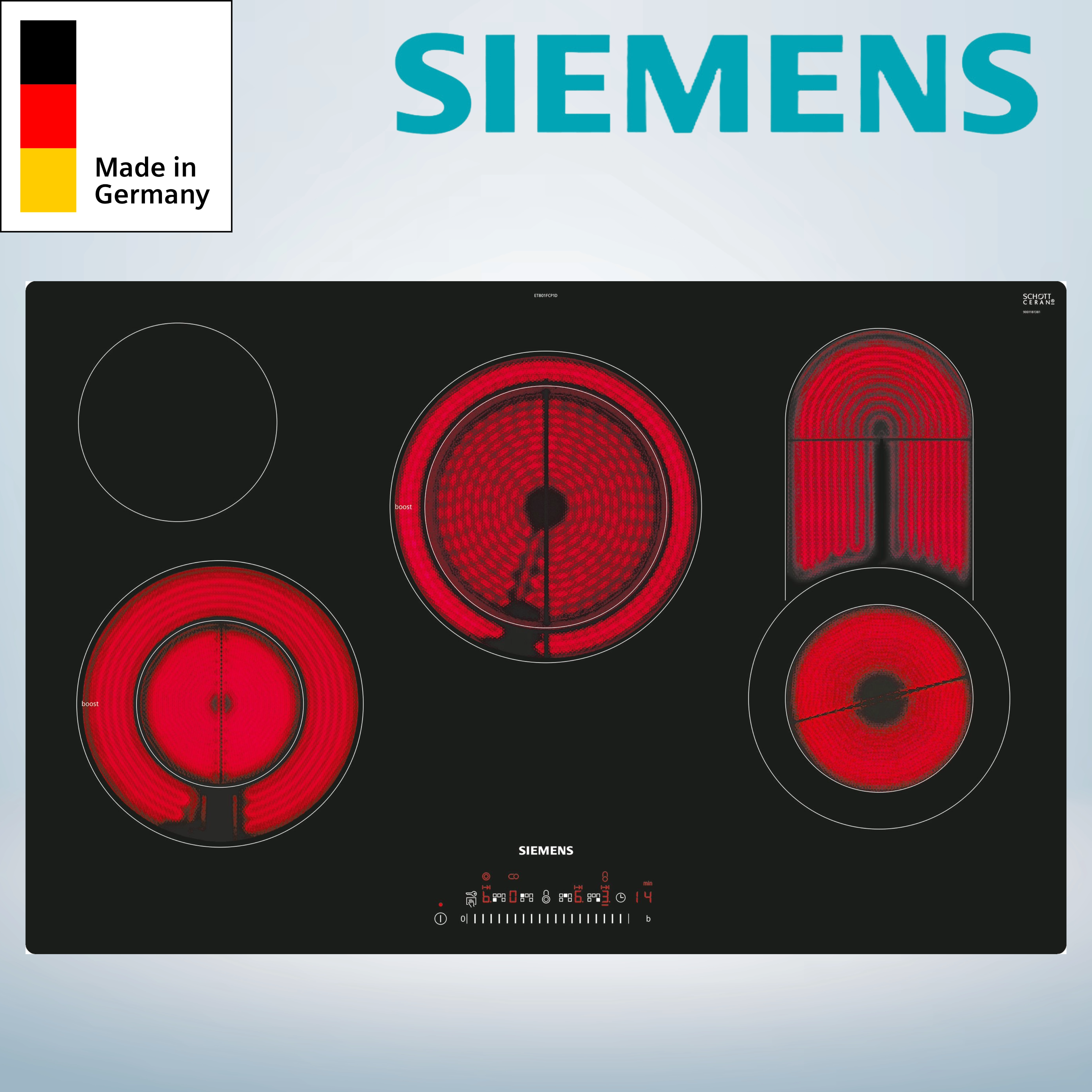 Siemens ET801FCP1D Glaskeramikkochfeld  Teilrahmen mit Facette  autark  flächenbündiger Einbau 