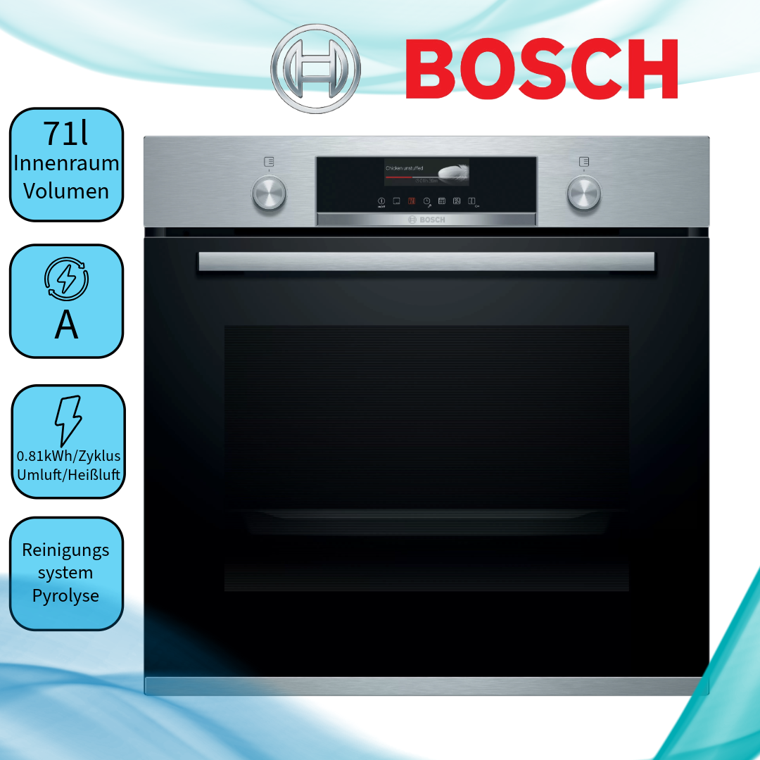 Bosch HBG579BS0 Einbaubackofen  71 Liter  Pyrolyse  Drehspieß