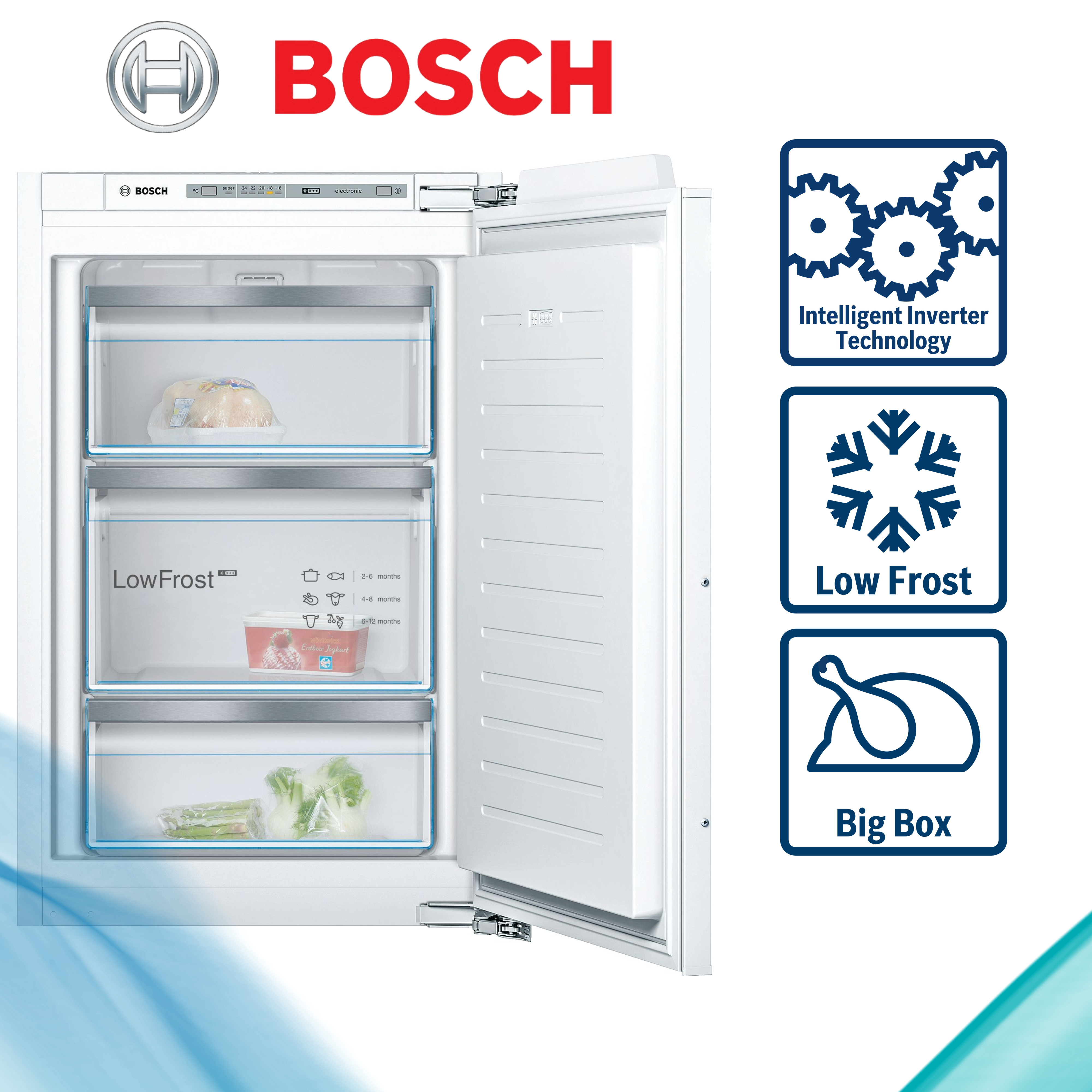 Bosch GIV21ADD0  Einbaugefrierschrank   95 Liter  Breite 55,8 cm  Höhe 87,4 cm  Schnellgefrieren