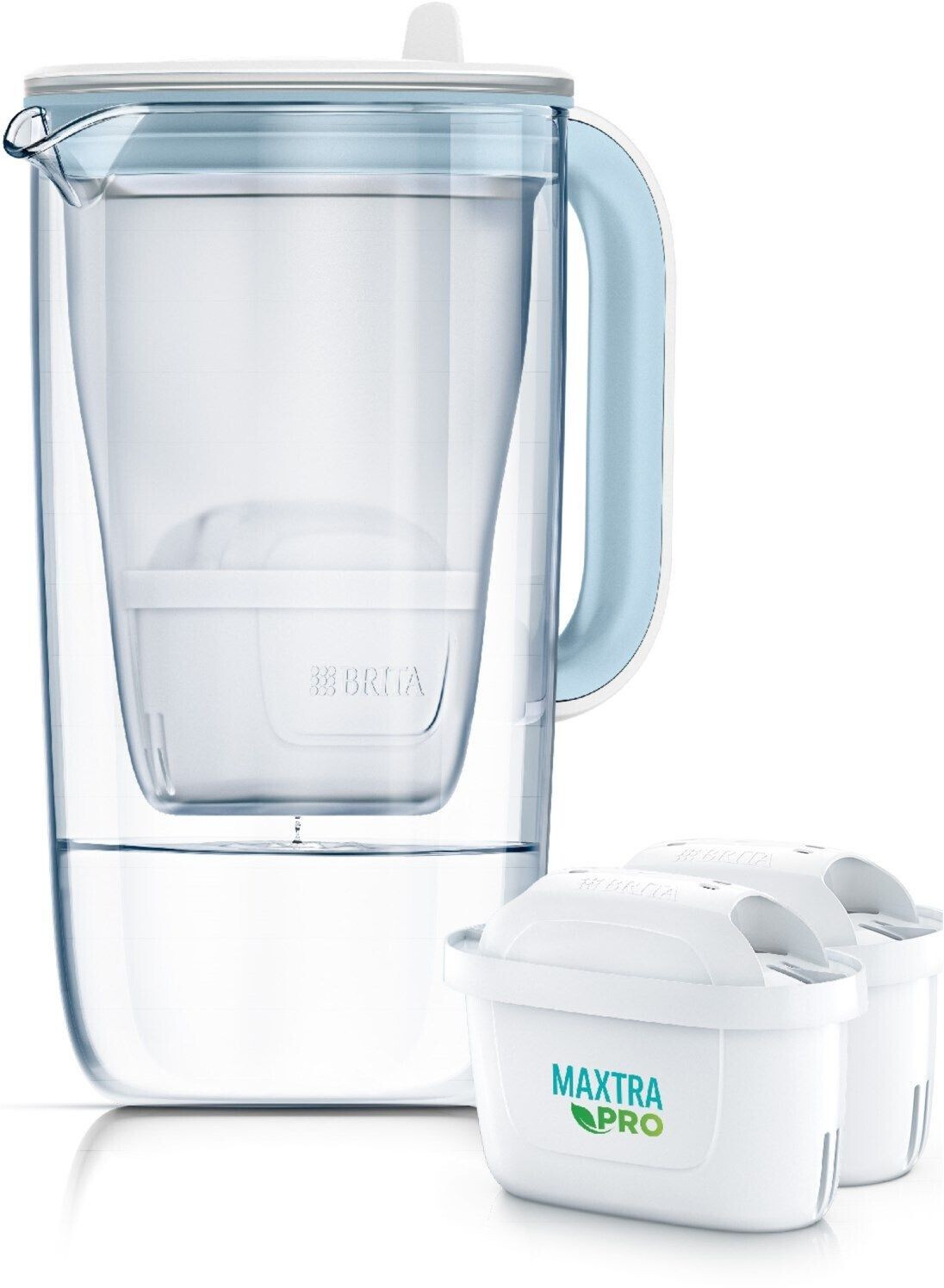 BRITA Filterkanne Model One 2500ml Glas hellblau + 2 Maxtra Pro