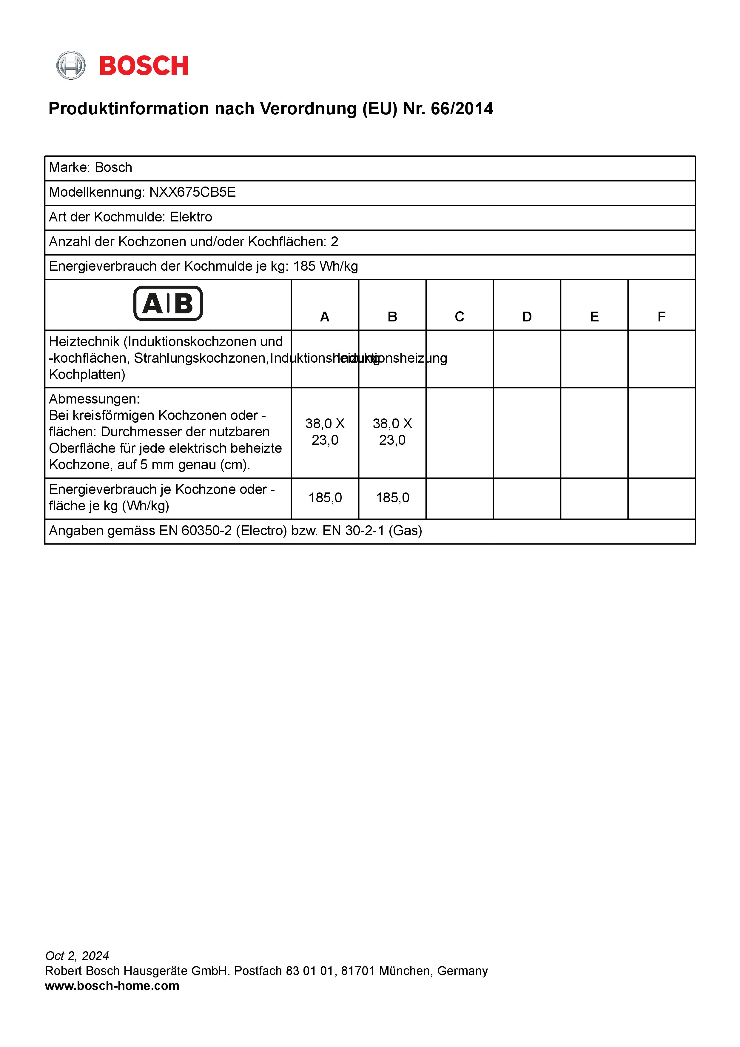  Bosch NXX675CB5E Serie 4, Induktionskochfeld, 60 cm, herdgesteuert