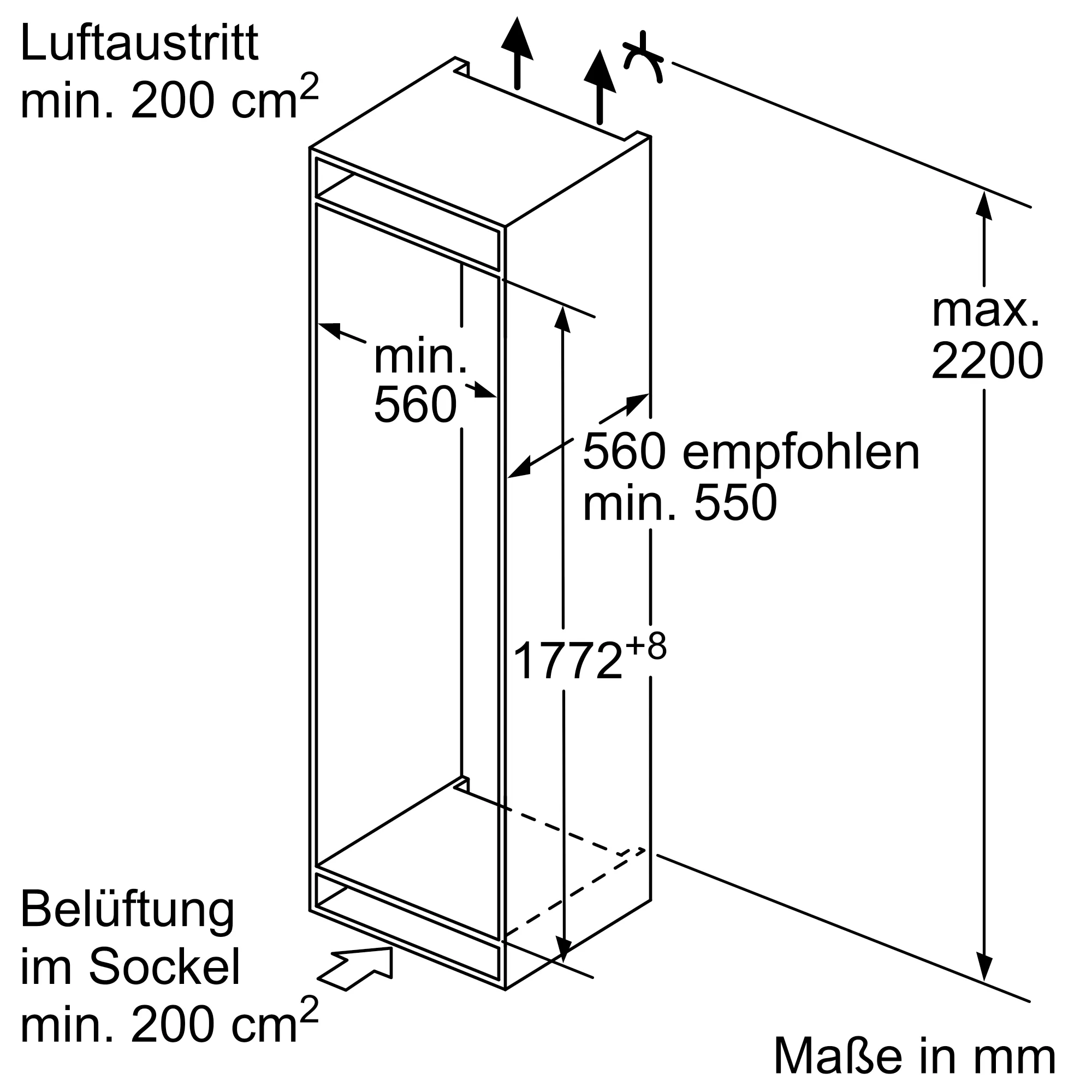 Bosch KIN86VSE0  Einbaukühlschrank  Inhalt Kühlbereich 184 Liter  Höhe 177,2 cm  0-Grad-Zone