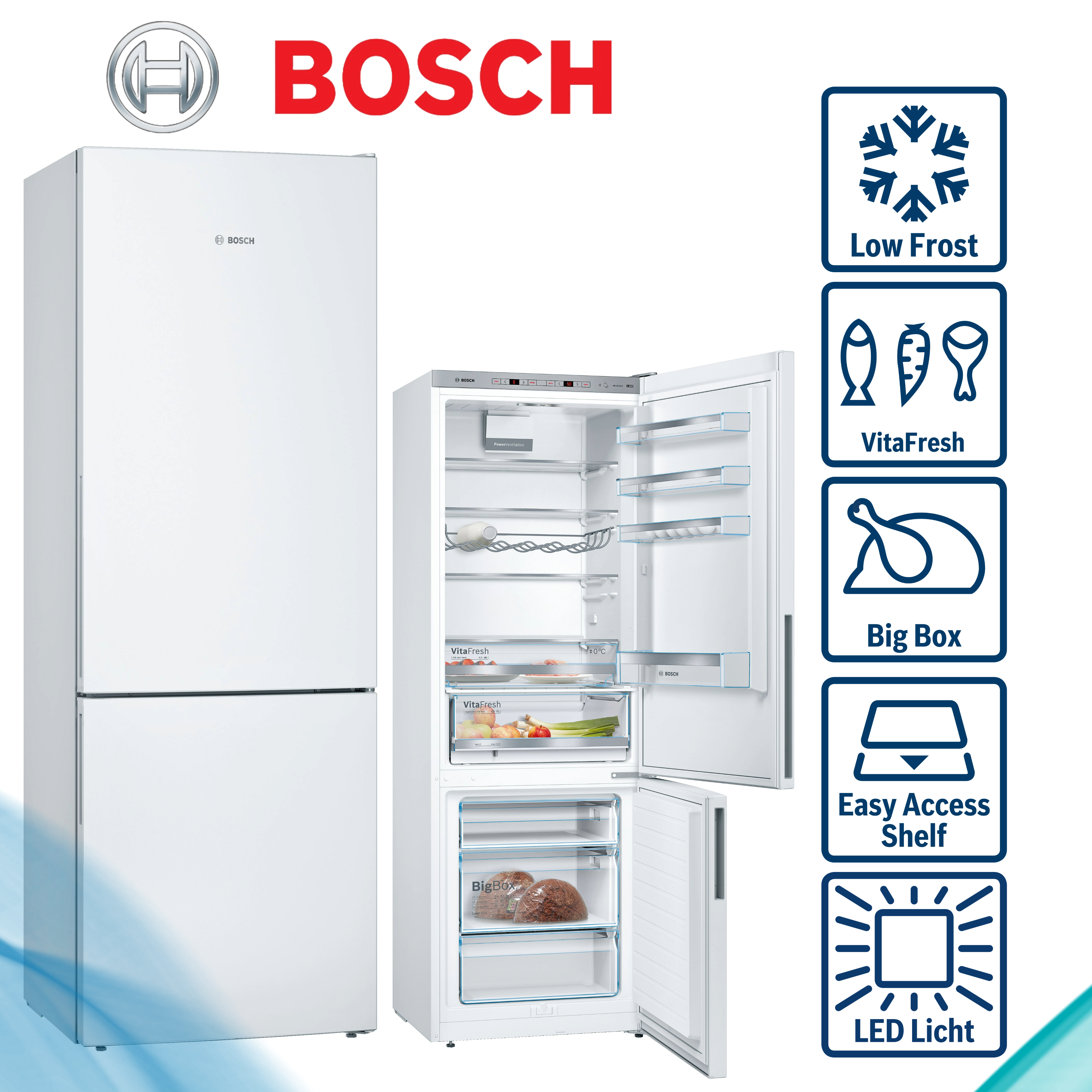 Bosch KGE49AWCA  Kühl-Gefrierkombi kWh/Jahr  Inhalt Kühlbereich 302 Liter 