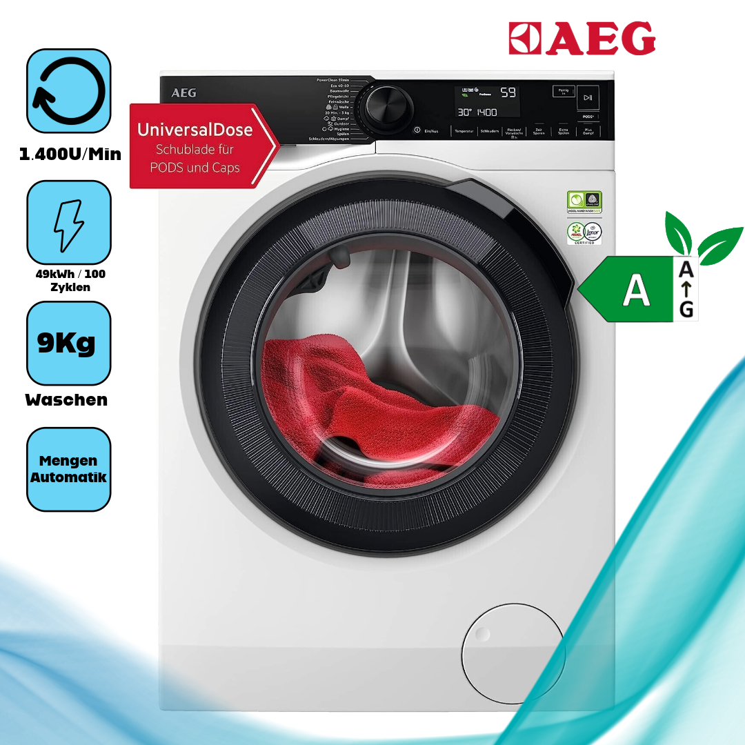 AEG LR8A75490 Waschmaschine Frontlader  9 kg