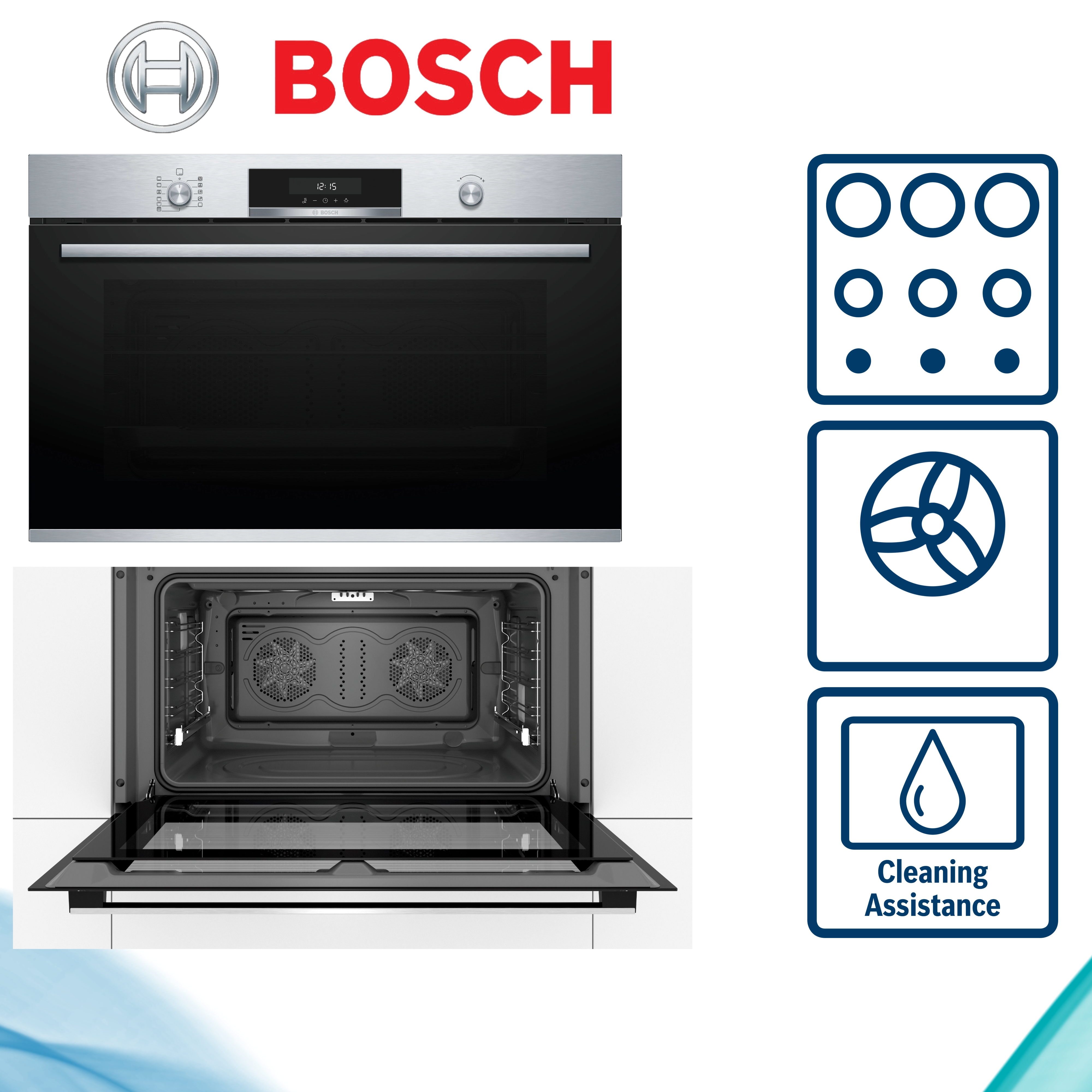 Bosch VBD5780S0 Einbaubackofen 112 Liter Pyrolyse Teleskopauszug