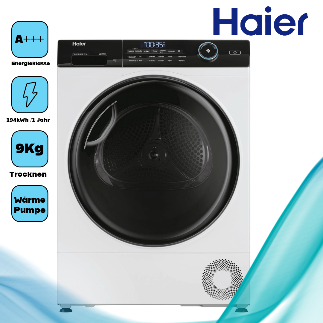 Haier HD91-A3959E-DE Wärmepumpentrockner / 9 kg/A+++ / Smart Home