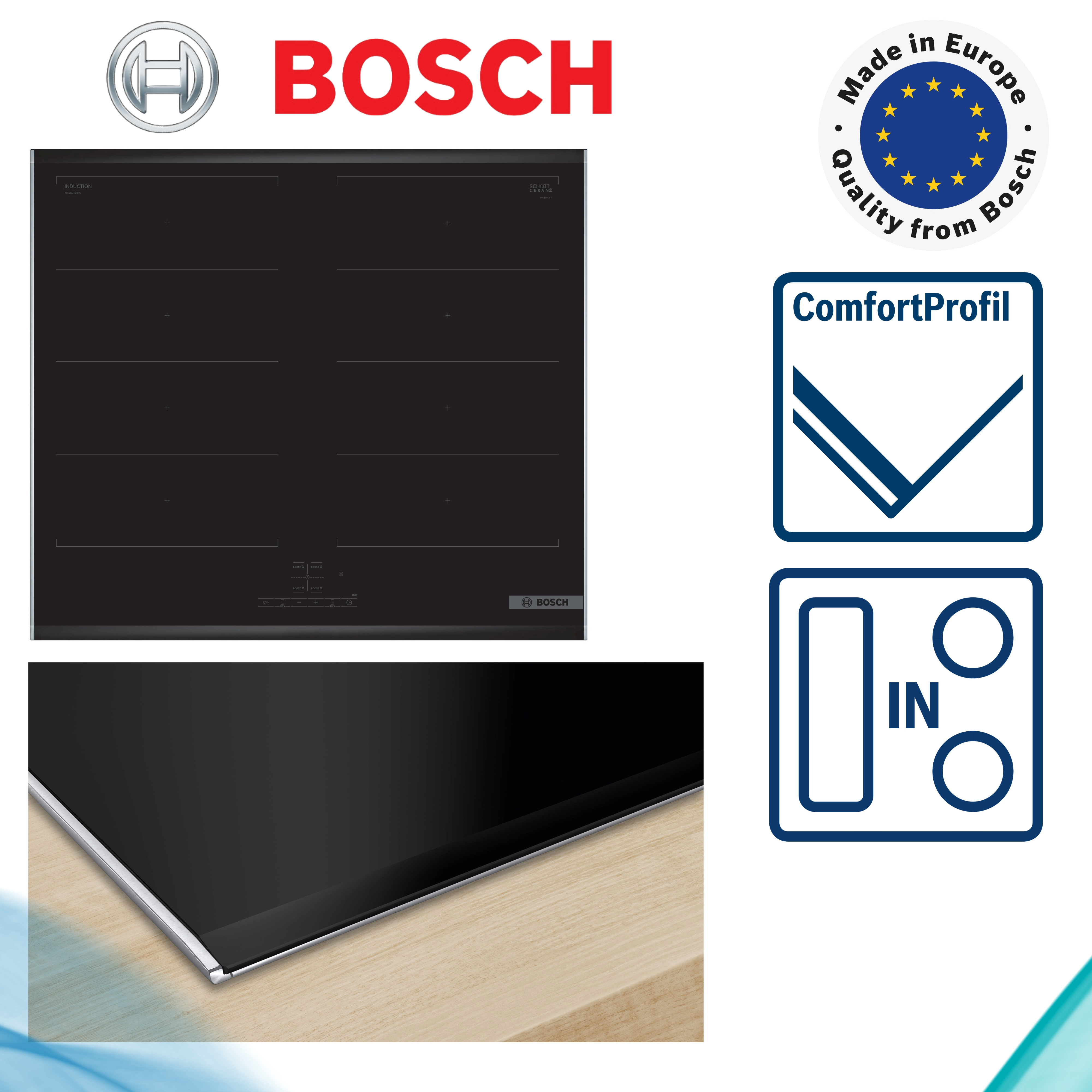  Bosch NXX675CB5E Serie 4, Induktionskochfeld, 60 cm, herdgesteuert