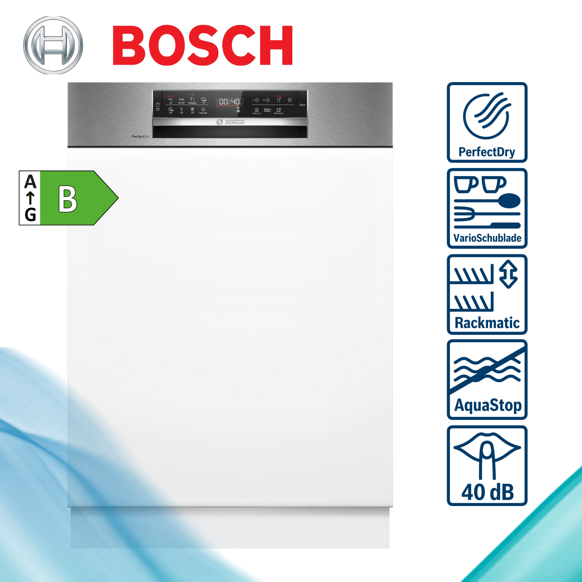 Bosch SMI6ZCS16E Einbaugeschirrspüler  teilintegrierbar  Anzahl Maßgedecke 14 